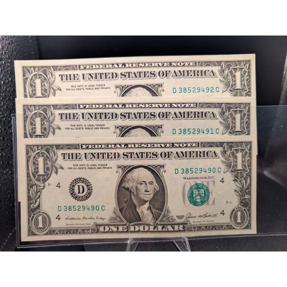 3 Consecutive $1 Notes • 1985 Series • Crisp UNC Run • 3‑Note Set